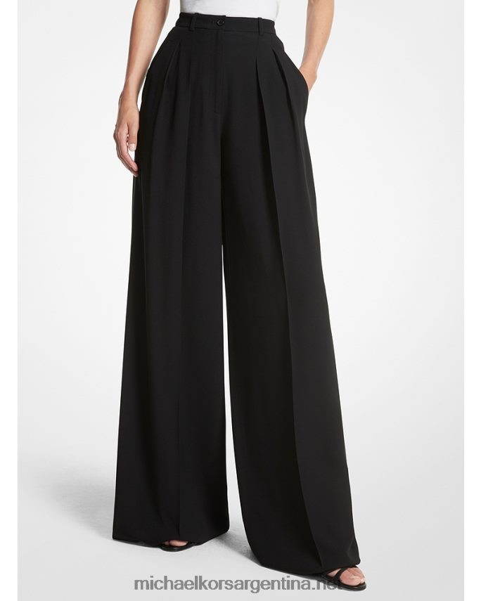 unisexo negro pantalones anchos de crepe doble colección Michael Kors T46HB03404