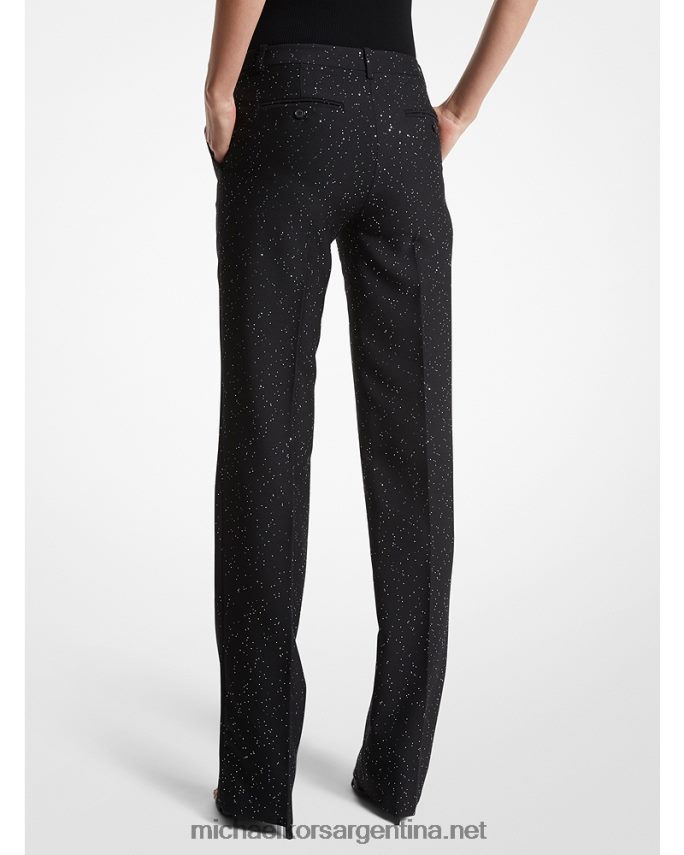 unisexo negro/plata pantalones de lana elástica con lentejuelas de collection carolyn Michael Kors T46HB03409