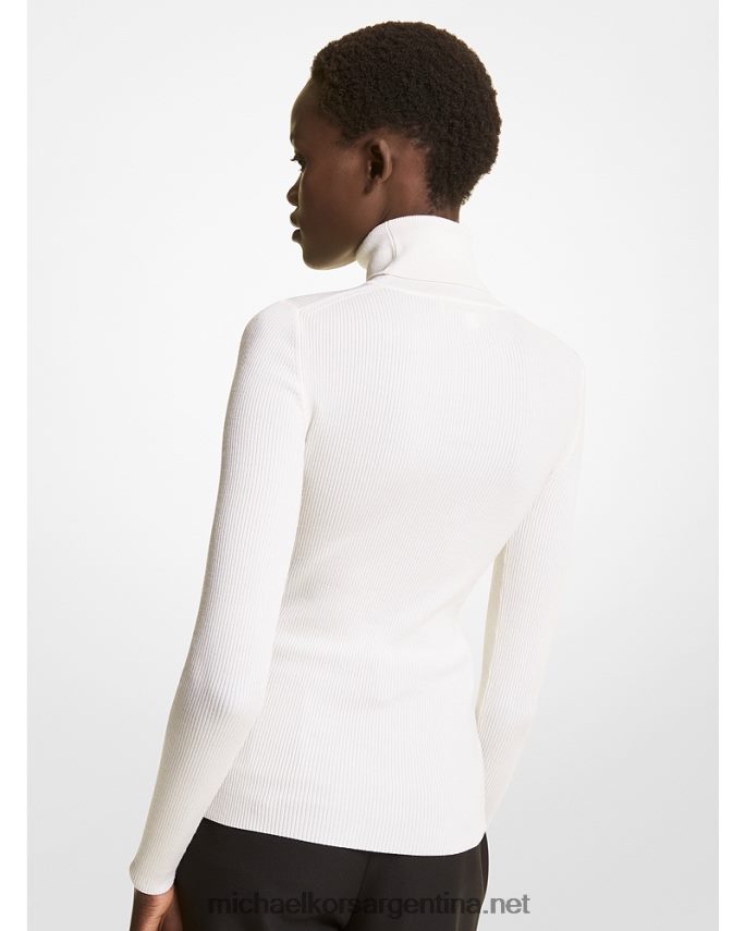 unisexo Blanco óptico jersey de canalé de mezcla de lana con cuello vuelto Michael Kors T46HB03624