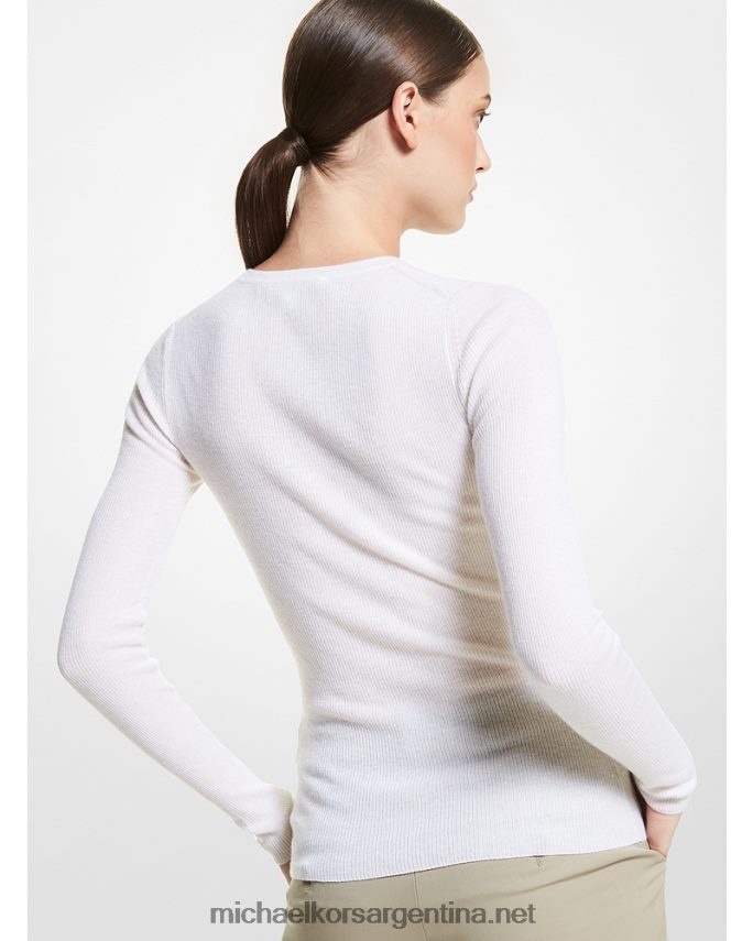 unisexo Blanco óptico suéter de cachemir de peso pluma de la colección hutton Michael Kors T46HB03504