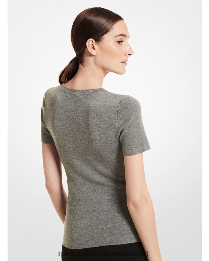 unisexo banquero gris jersey de manga corta de cashmere de la colección Michael Kors T46HB03728