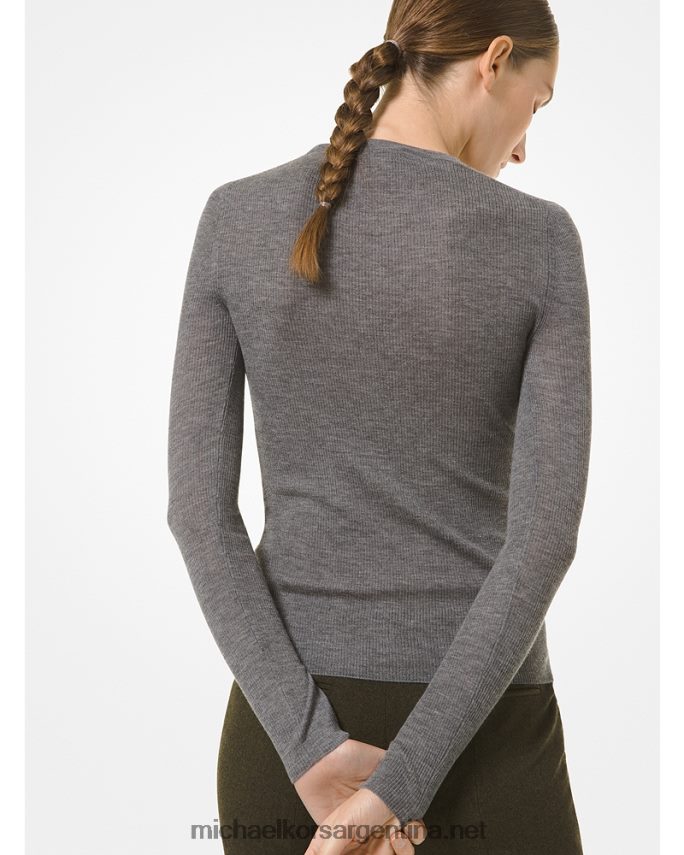 unisexo banquero gris suéter de cachemira de peso pluma de la colección Michael Kors T46HB03714