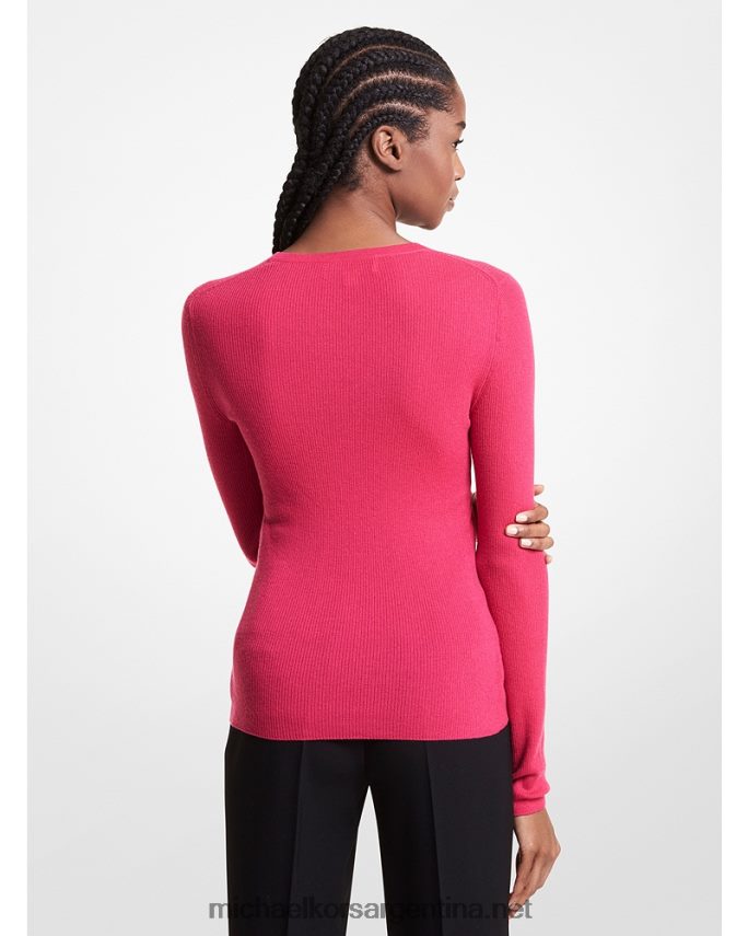 unisexo fucsia suéter de cachemir de peso pluma de la colección hutton Michael Kors T46HB03497