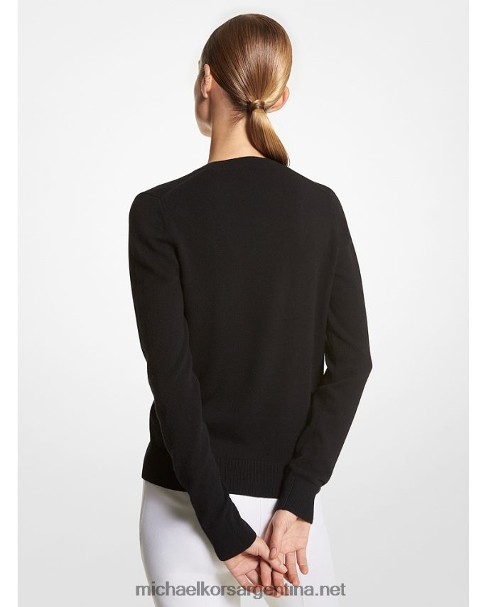 unisexo negro jersey de cashmere con cuello de pico Michael Kors T46HB03544
