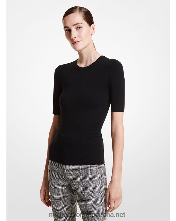 unisexo negro jersey de cashmere con manga tres cuartos de la colección Michael Kors T46HB03603