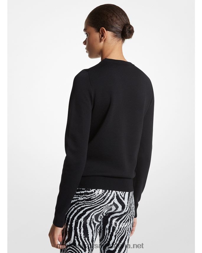 unisexo negro jersey de cuello redondo de seda de la colección Michael Kors T46HB03520