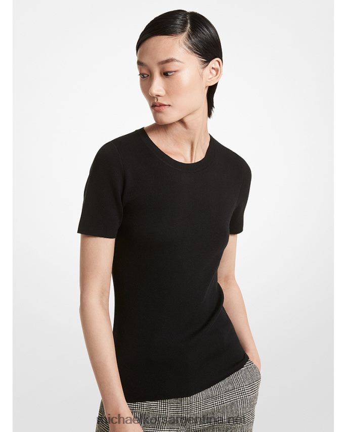 unisexo negro jersey de manga corta de cashmere de la colección Michael Kors T46HB03730