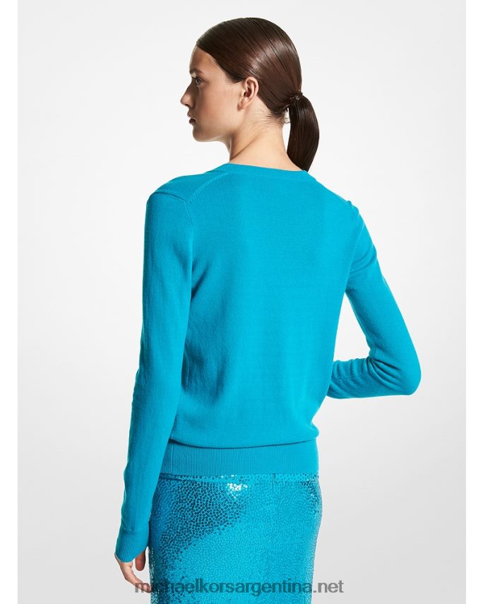 unisexo turquesa jersey de cashmere con cuello de pico Michael Kors T46HB03540