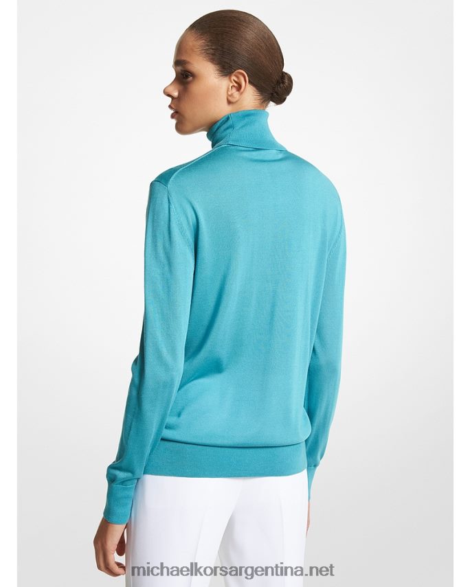 unisexo turquesa jersey de cuello redondo de seda de la colección Michael Kors T46HB03518