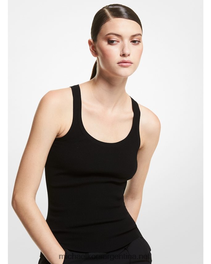 unisexo negro camiseta sin mangas de viscosa elástica de canalé collection Michael Kors T46HB03676