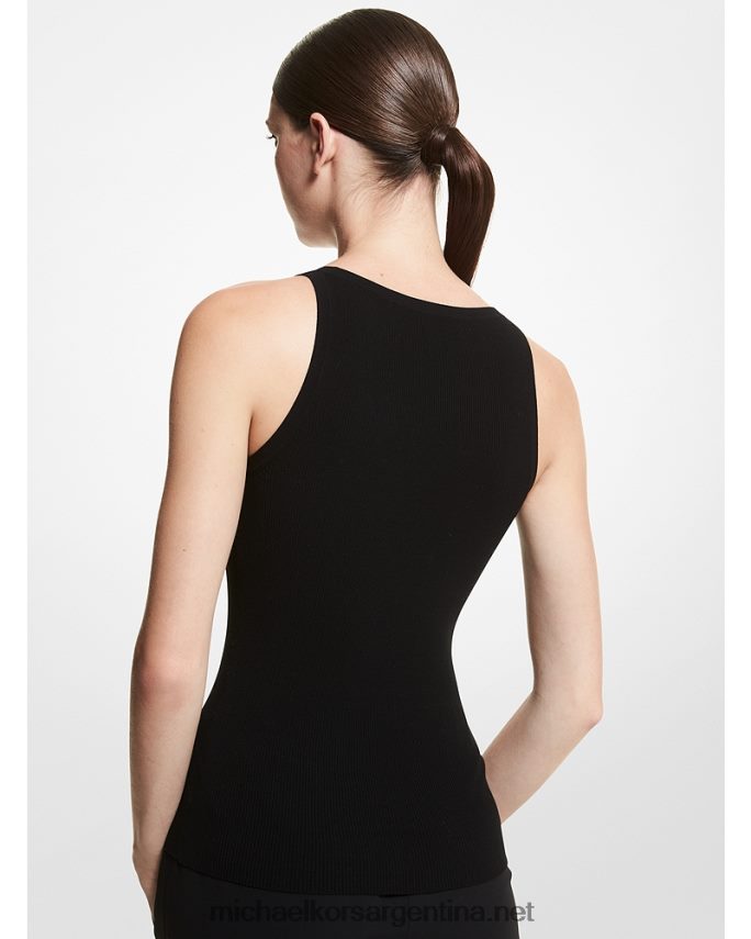 unisexo negro camiseta sin mangas de viscosa elástica de canalé collection Michael Kors T46HB03676