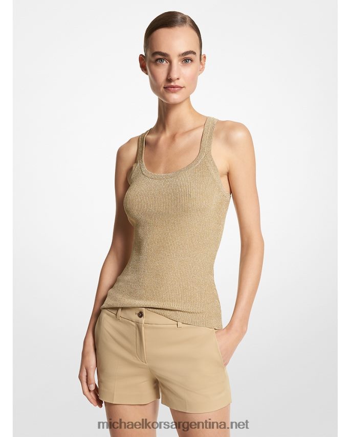unisexo oro camiseta sin mangas de viscosa elástica canalé metalizado collection Michael Kors T46HB03537
