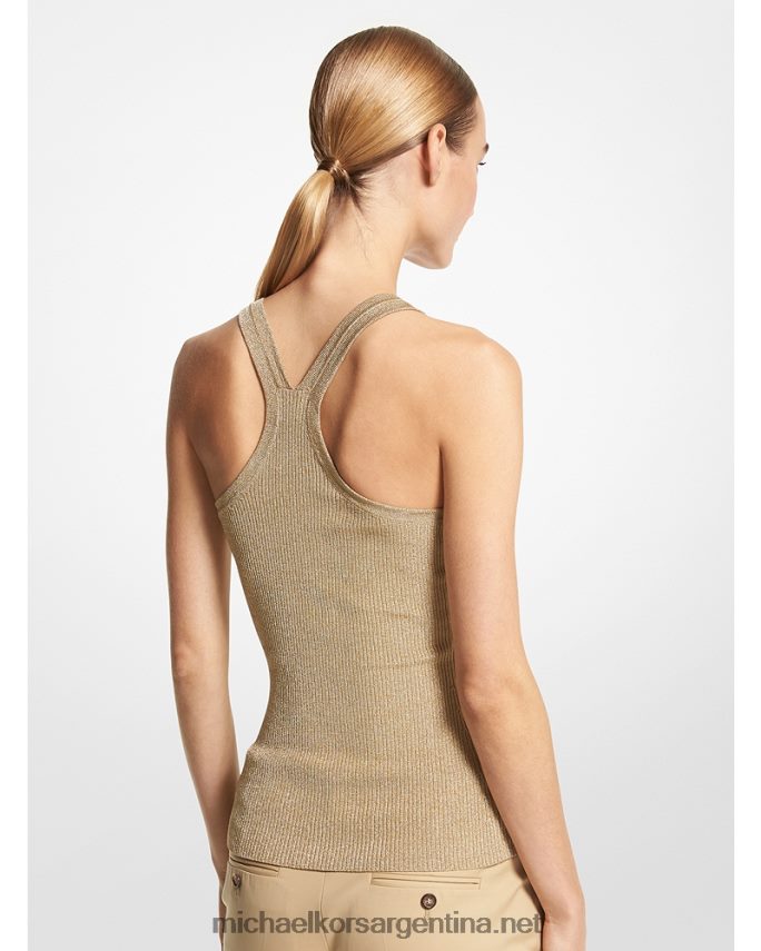 unisexo oro camiseta sin mangas de viscosa elástica canalé metalizado collection Michael Kors T46HB03537