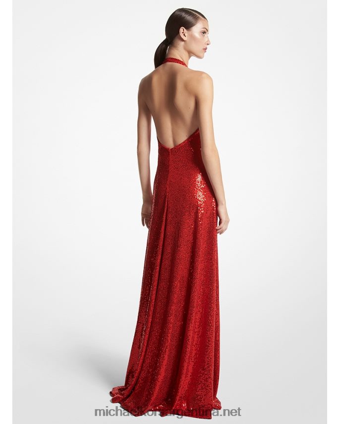 unisexo amapola vestido halter de jersey elástico con lentejuelas bordadas a mano de la colección Michael Kors T46HB03474