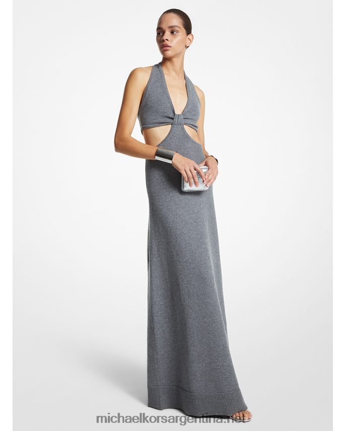 unisexo banquero gris vestido halter con aberturas de cashmere elástico Collection Michael Kors T46HB03658