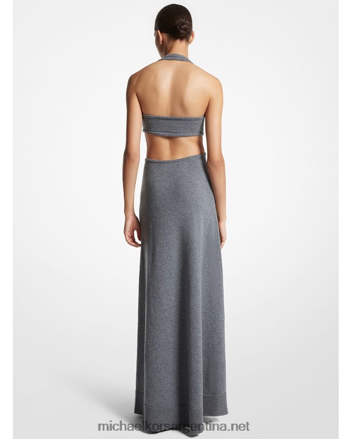 unisexo banquero gris vestido halter con aberturas de cashmere elástico Collection Michael Kors T46HB03658