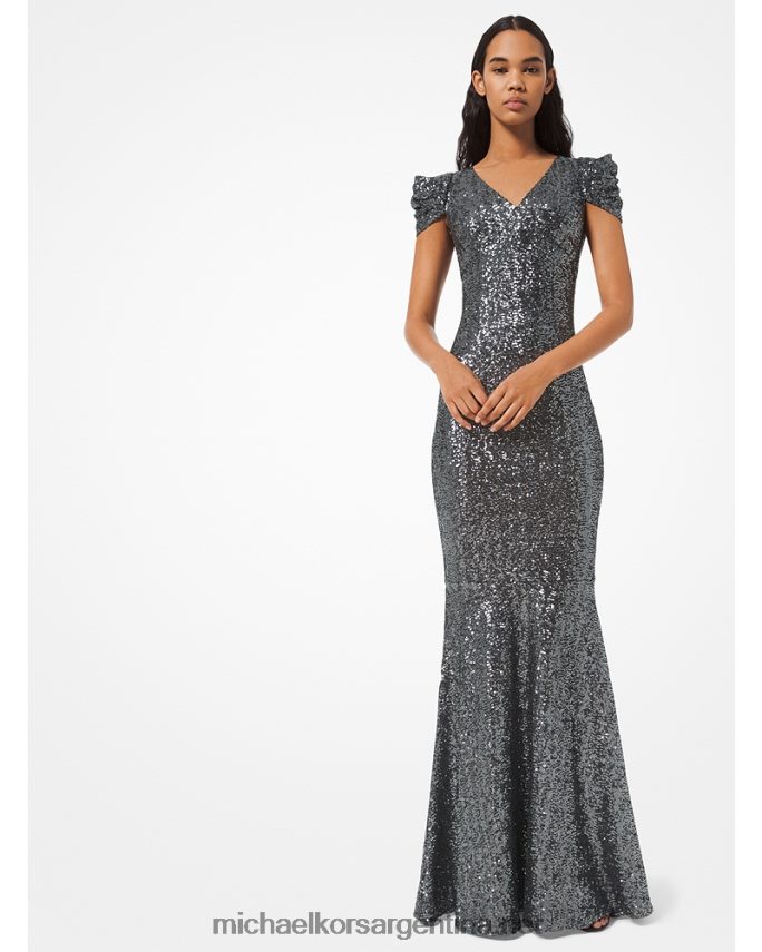 unisexo bronce de cañón vestido trompeta de malla con lentejuelas de la colección Michael Kors T46HB03701