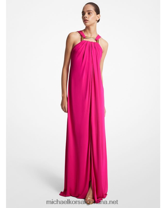 unisexo fucsia colección crepe jersey collar vestido Michael Kors T46HB03515