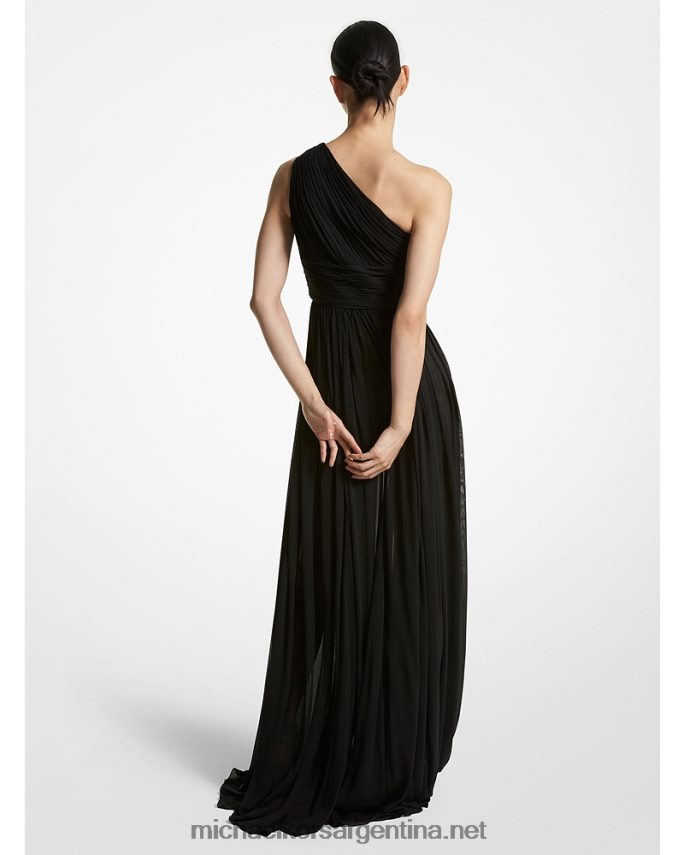 unisexo negro vestido de fiesta de jersey de gasa con hombros descubiertos Michael Kors T46HB03383