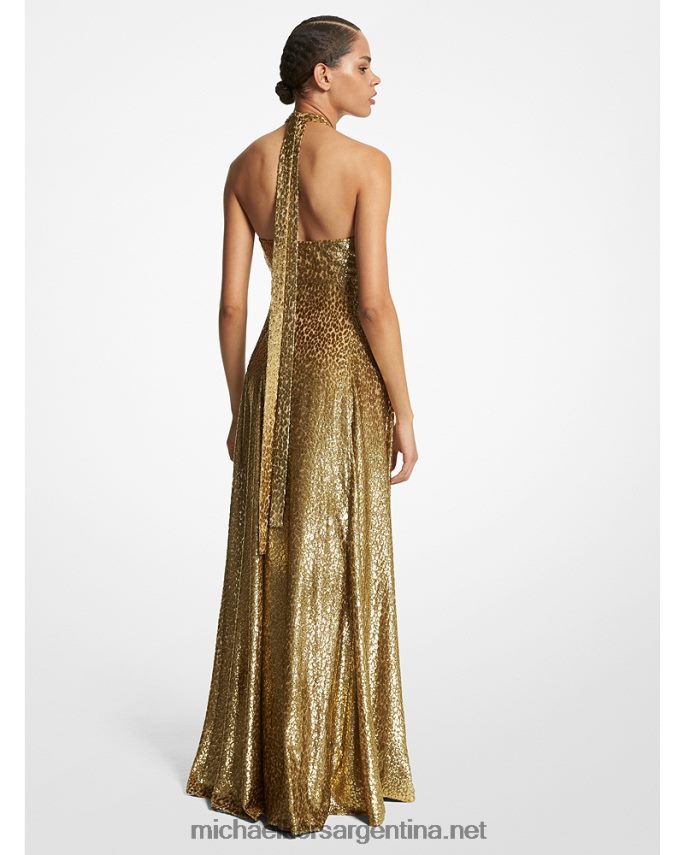 unisexo oro vestido halter colección leopardo fil coupe metalizado Michael Kors T46HB03449