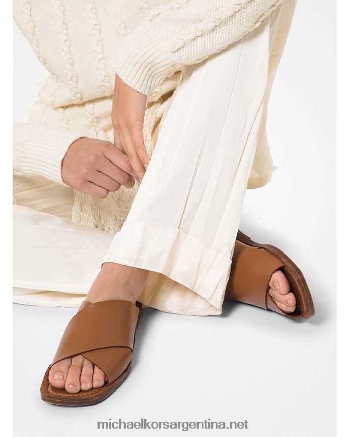 unisexo castaña chanclas de piel de la colección ruth Michael Kors T46HB03869