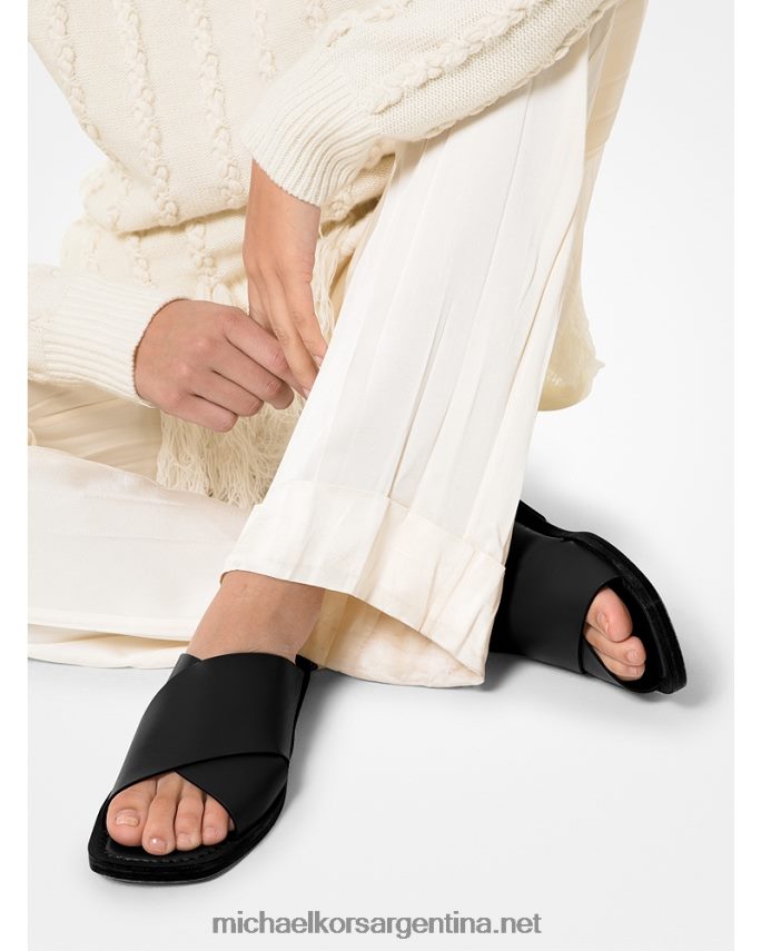 unisexo negro chanclas de piel de la colección ruth Michael Kors T46HB03870