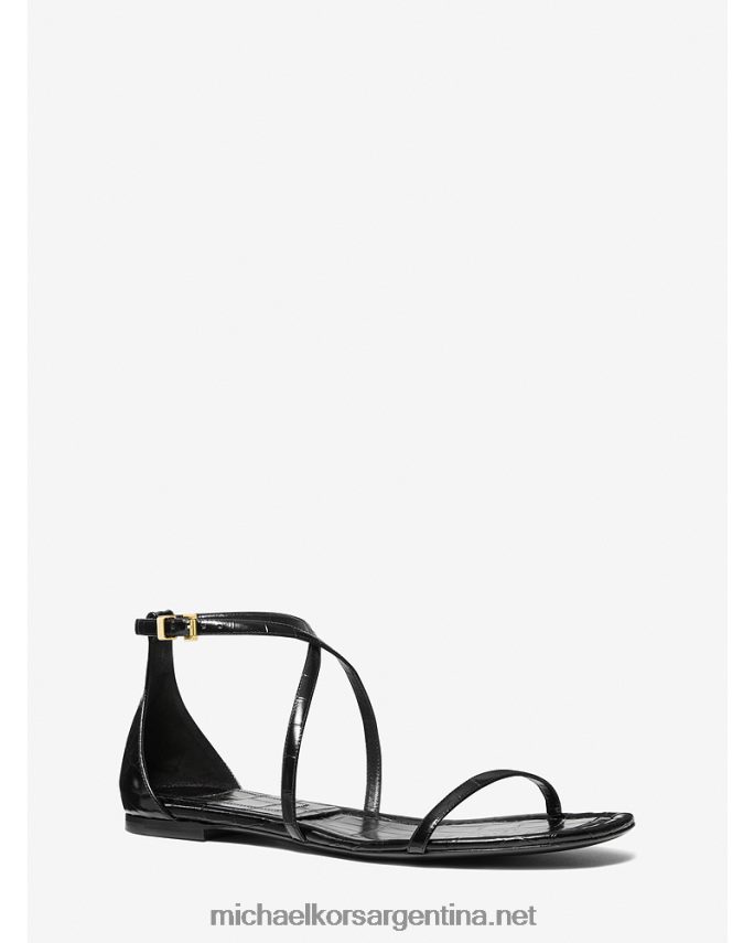 unisexo negro sandalia colección polly piel grabada cocodrilo Michael Kors T46HB03827