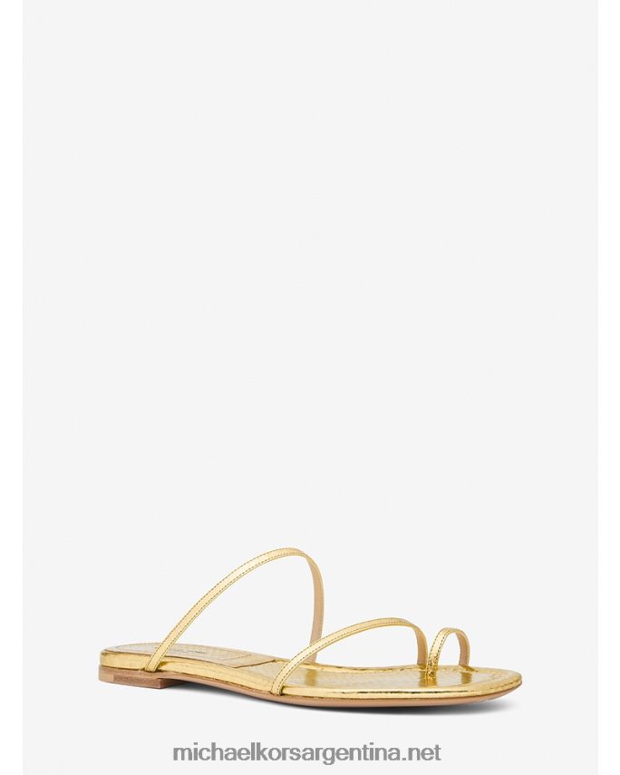 unisexo oro Collection Sandalia tipo chancla Patti de piel de pitón metalizada en relieve Michael Kors T46HB03824