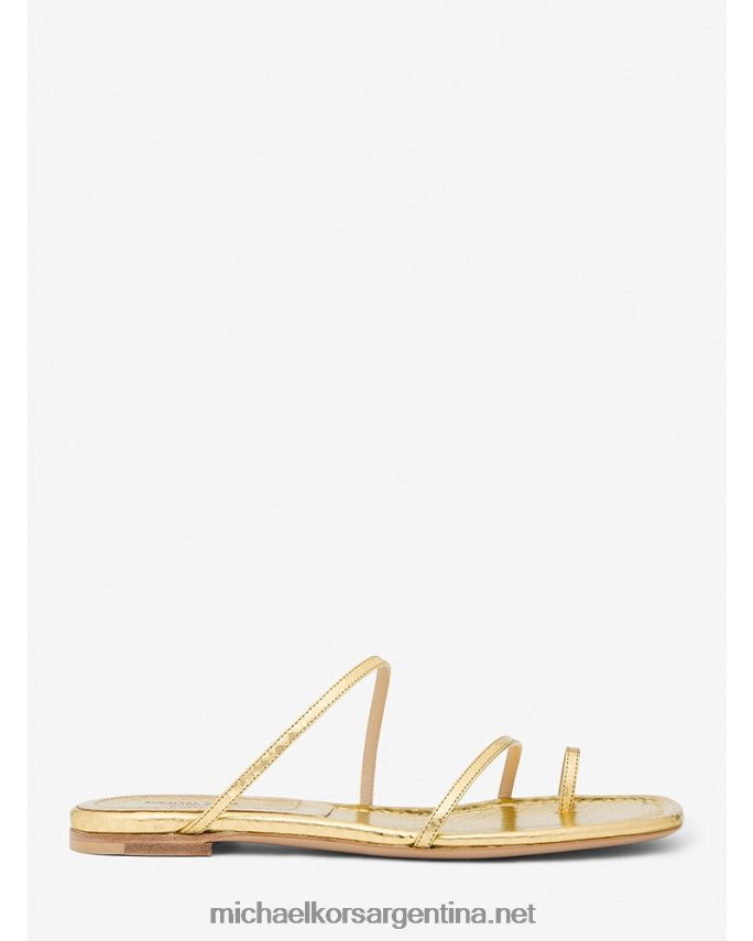 unisexo oro Collection Sandalia tipo chancla Patti de piel de pitón metalizada en relieve Michael Kors T46HB03824