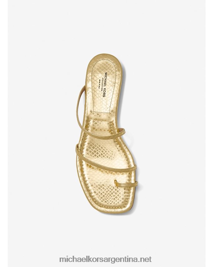 unisexo oro Collection Sandalia tipo chancla Patti de piel de pitón metalizada en relieve Michael Kors T46HB03824