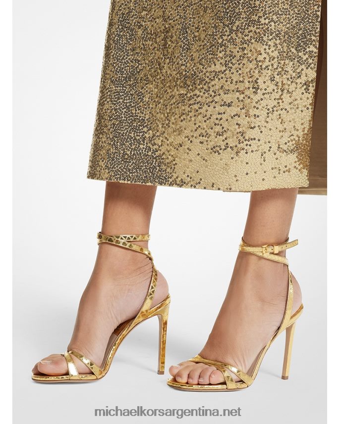 unisexo oro sandalia colección chrissy de piel grabada pitón metalizado Michael Kors T46HB03819