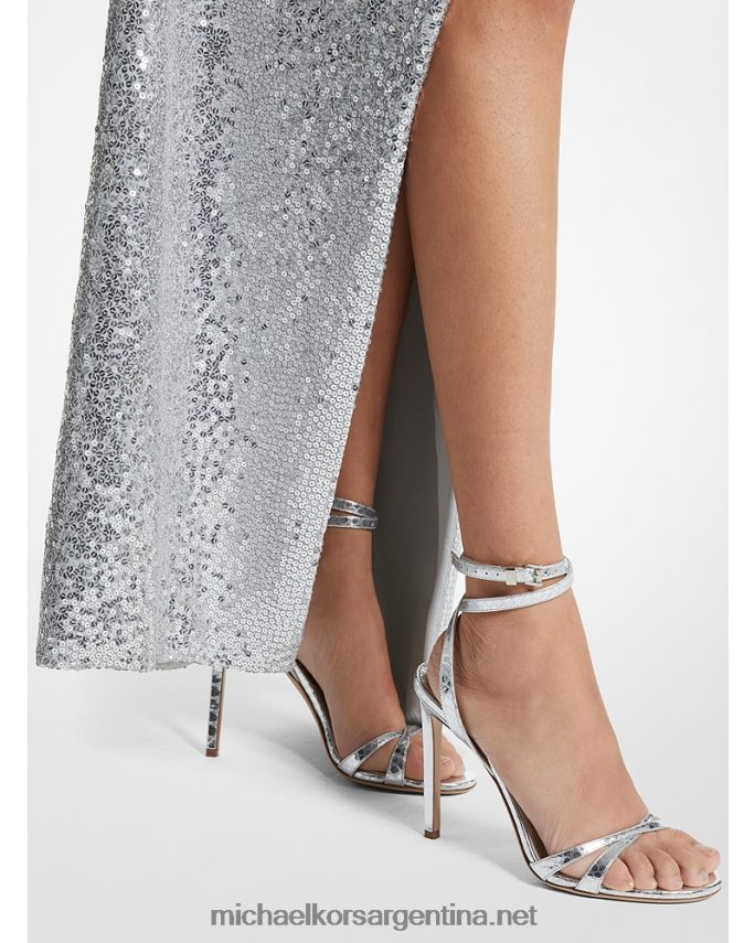 unisexo plata sandalia colección chrissy de piel grabada pitón metalizado Michael Kors T46HB03820