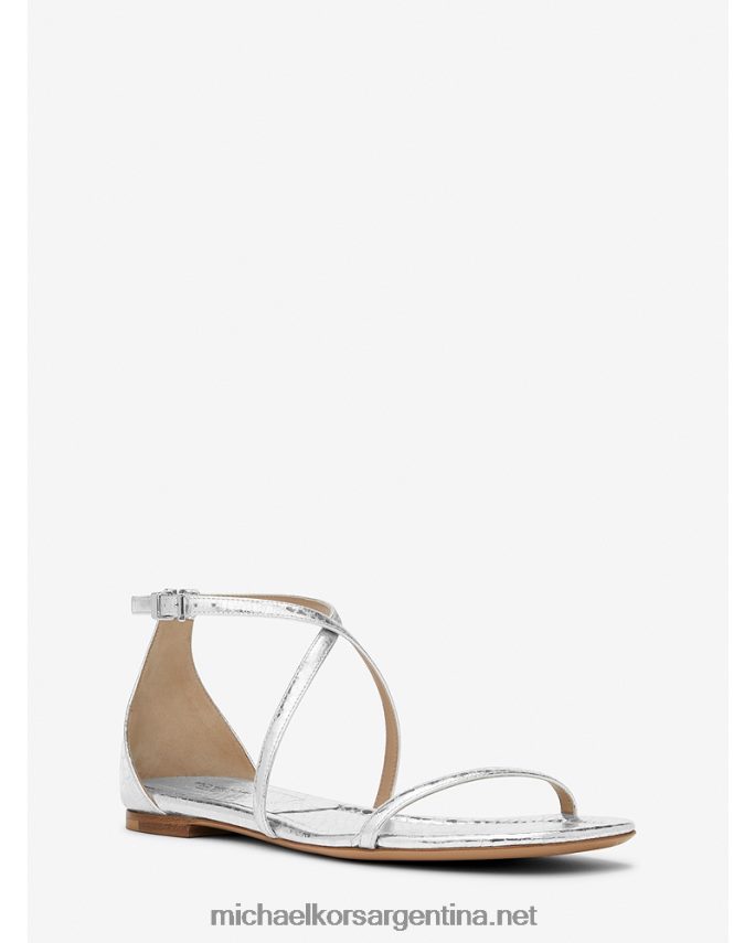 unisexo plata sandalia polly de piel grabada en pitón metalizado collection Michael Kors T46HB03830