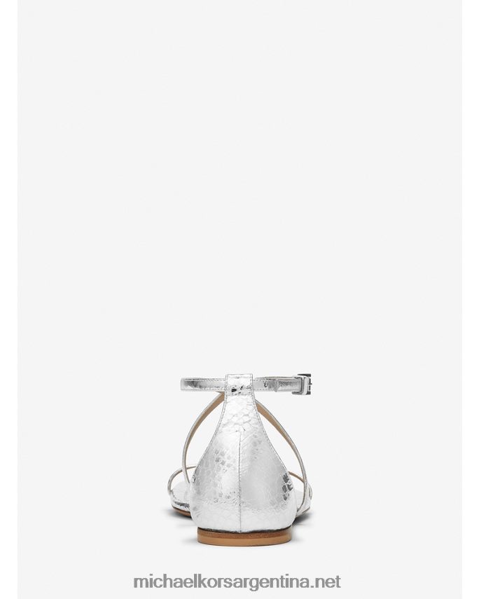 unisexo plata sandalia polly de piel grabada en pitón metalizado collection Michael Kors T46HB03830